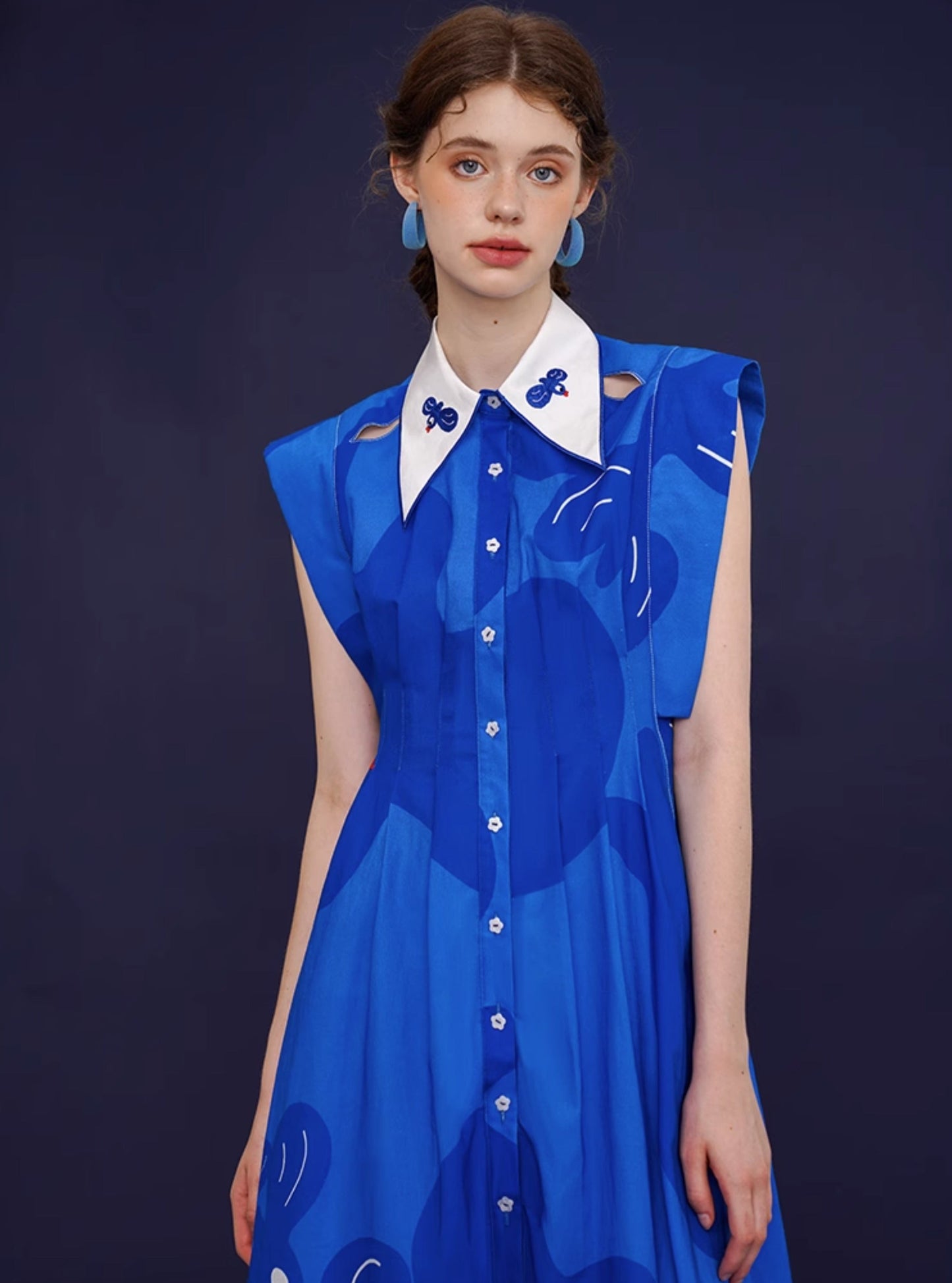 Blue Temperament Thin Cotton Dress