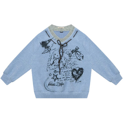 Velvet Rabbit Print Sweater