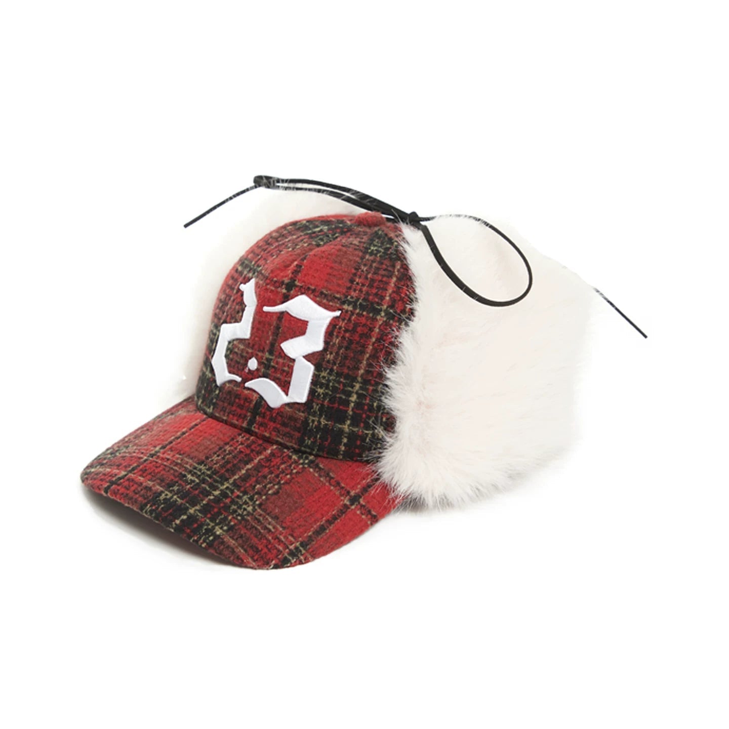 Red Plaid Plush Cap