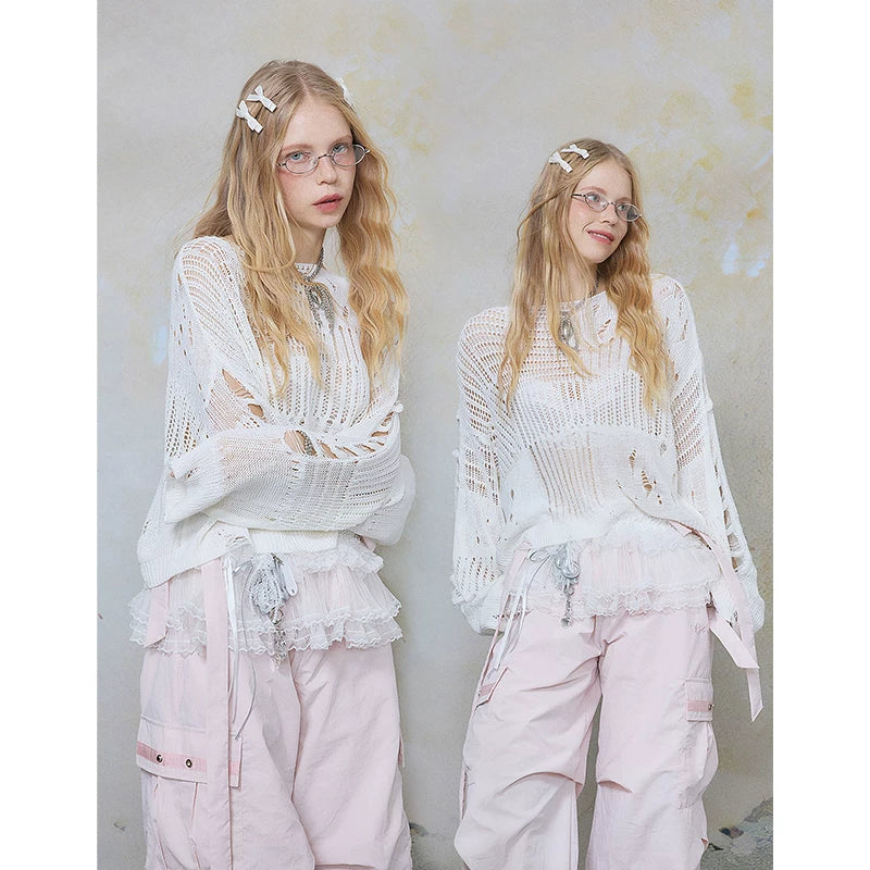 Knitted Hollow Blouse Top