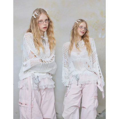 Knitted Hollow Blouse Top