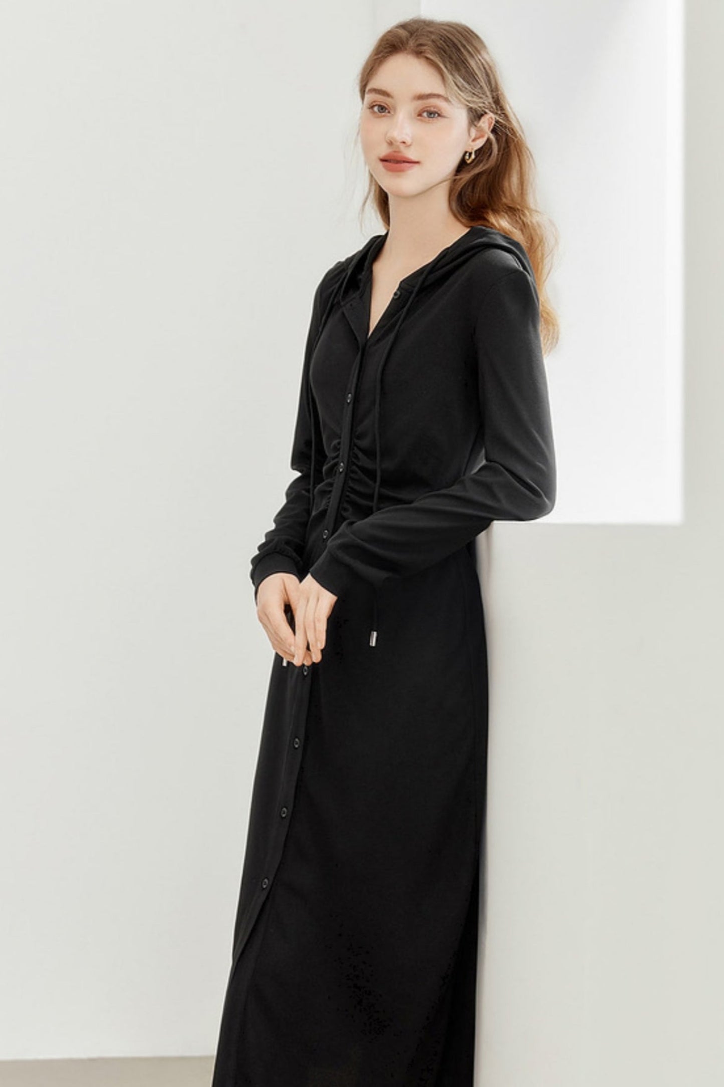 Hooded Slim Cardigan Dress