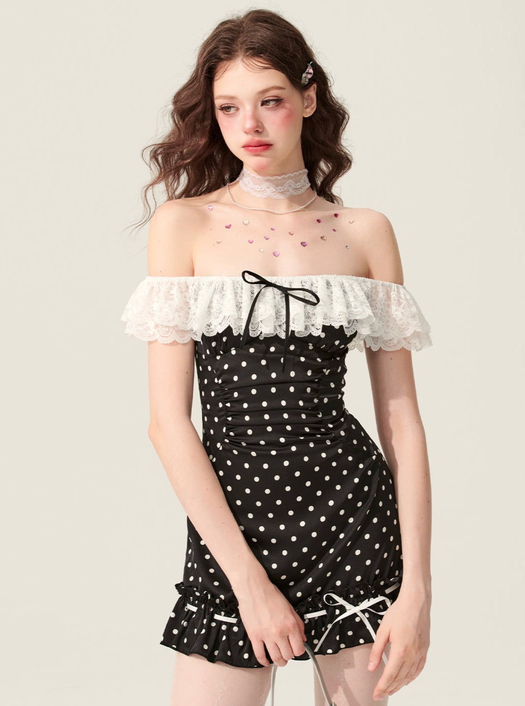 Mulberry Polka Dot Lace Dress