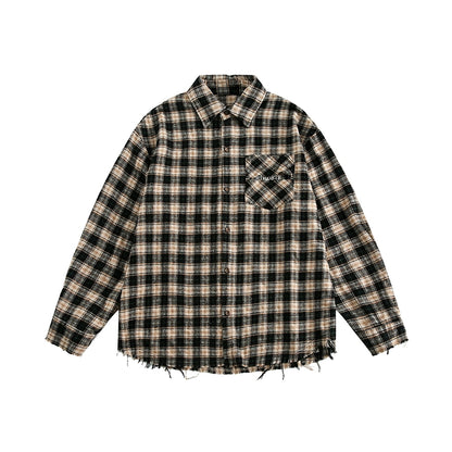 American retro merald plaid checked shirt