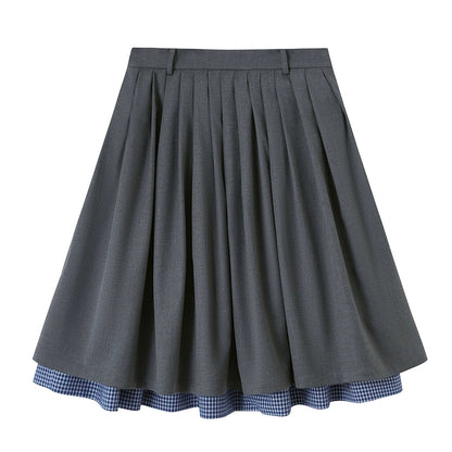 Simple Layered Stitching Skirt