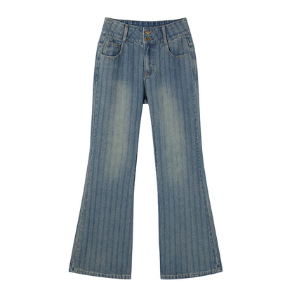 Textured Washed Denim Pants