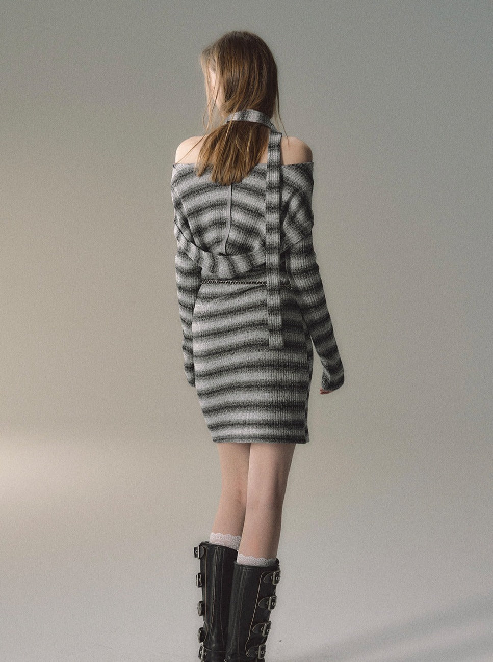 striped knitted sweater dress