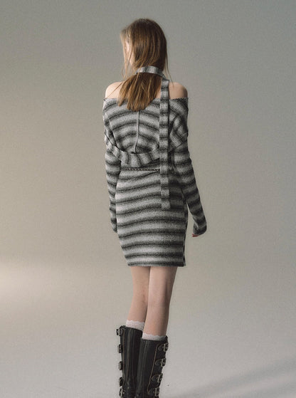 striped knitted sweater dress