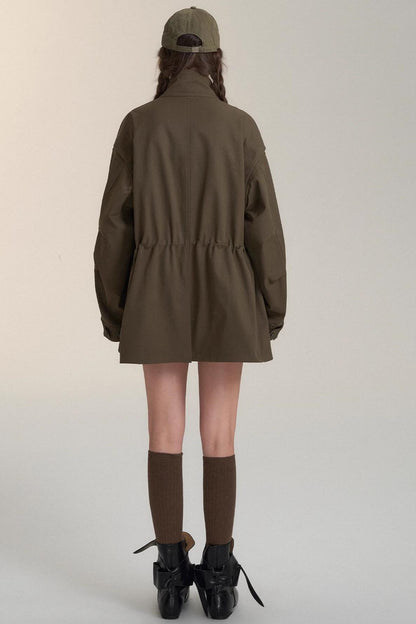 Drawstring Bow Cargo Coat