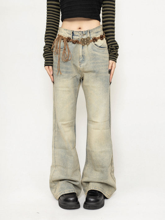 Vintage Washed Micro Flared Jeans