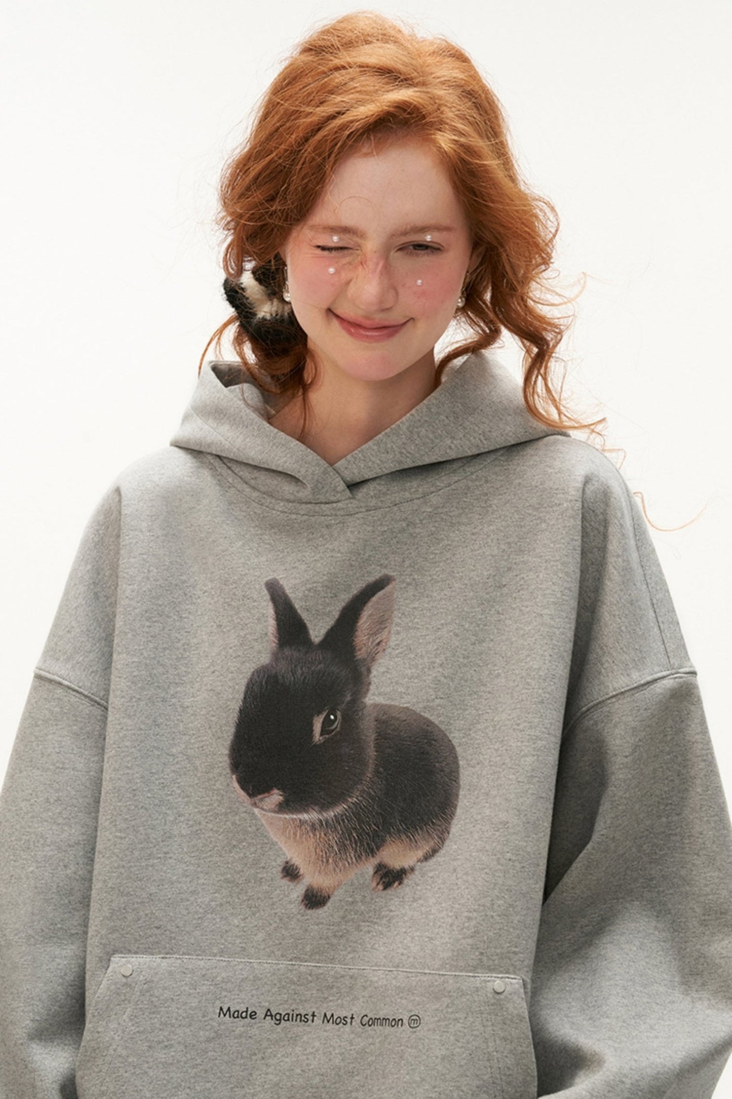 MAMC Cute Bunny Air Layer Hooded Sweatshirt Frauen Herbst/Winter 2024 neue lässige lockere Slouchy Jacke Top