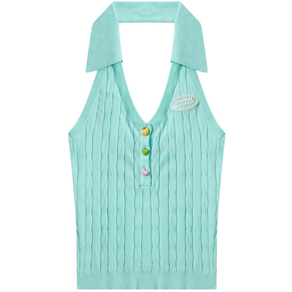 Slim Halterneck Knitted Vest Top