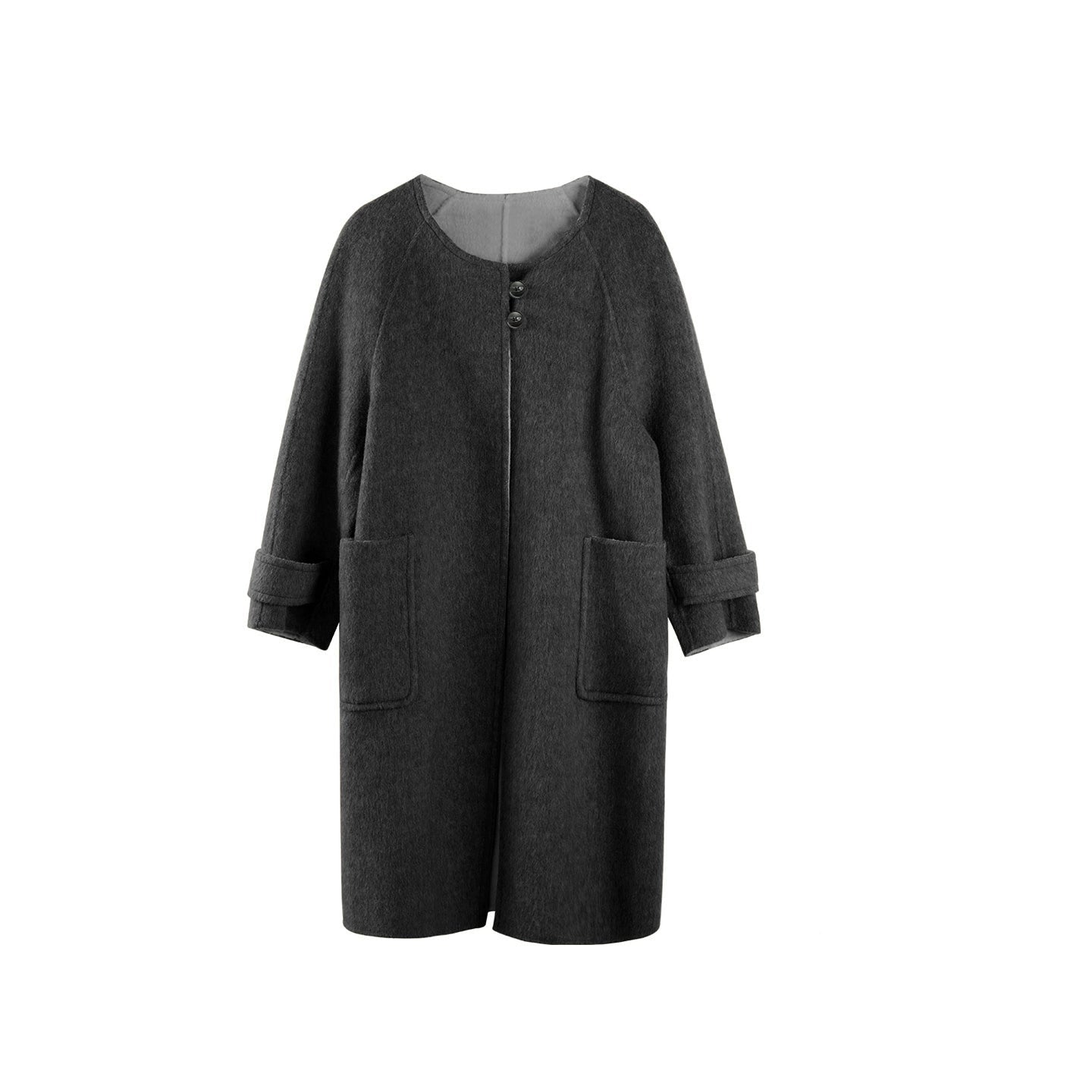 Brown Wool Scarf Collar Outwear