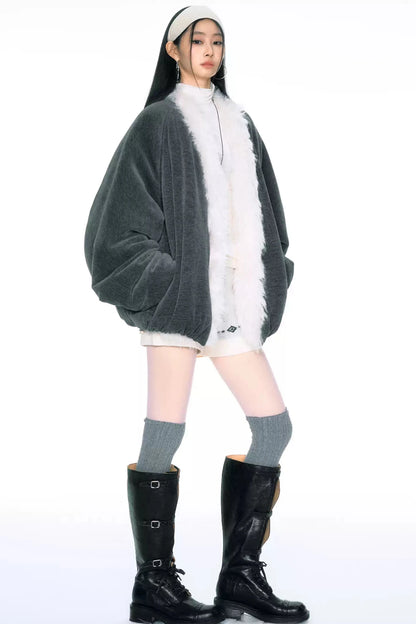 Plaid Eco-Friendly Fur Padded Jacket