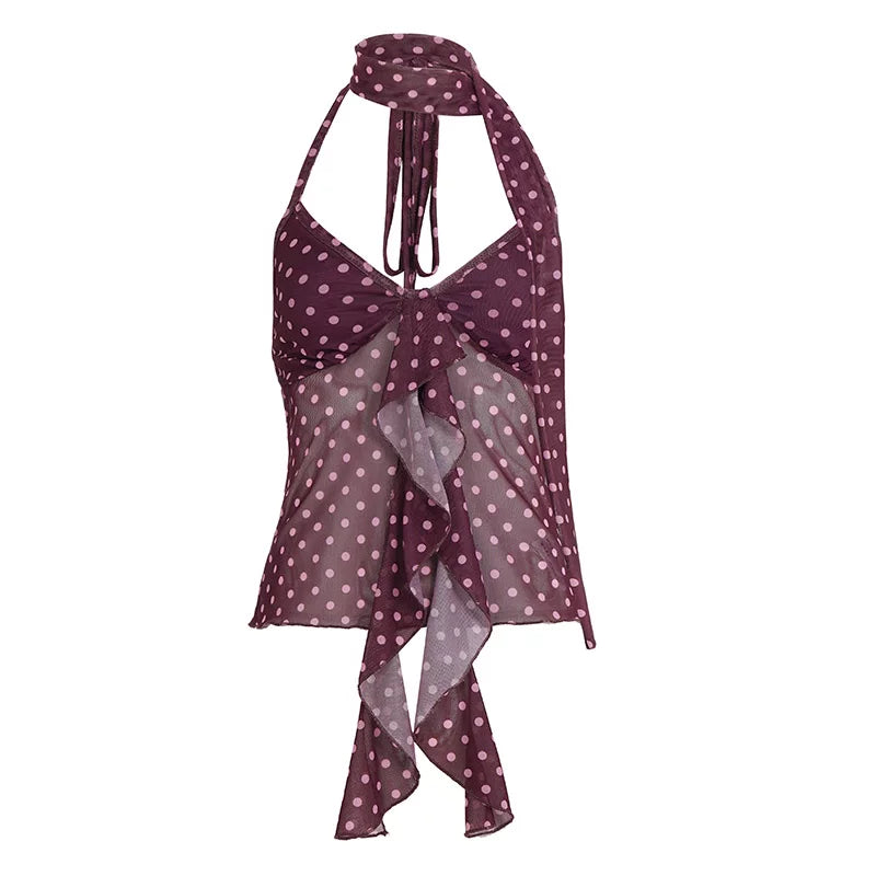 Farbblockiertes Mesh-Top