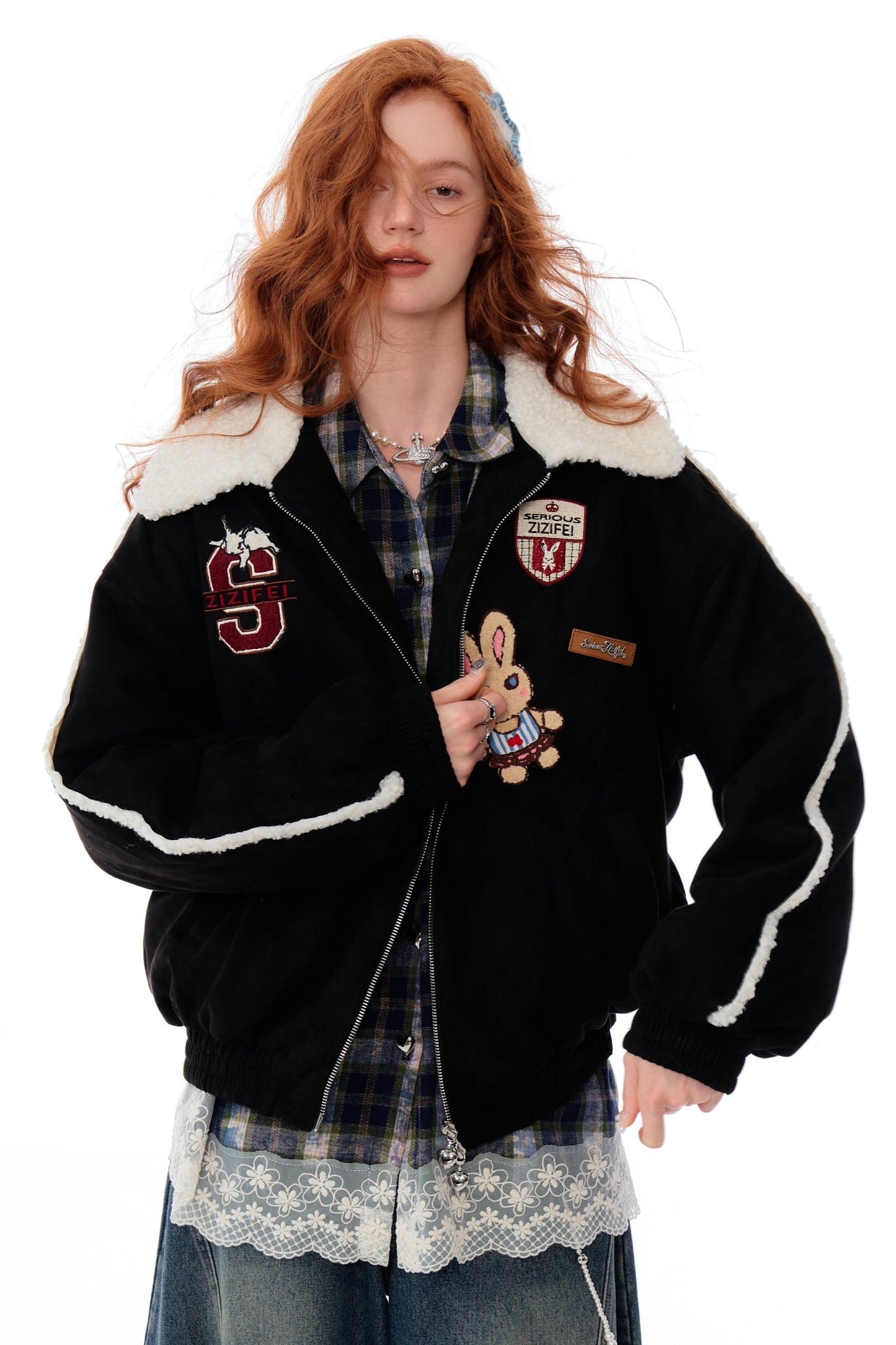 Hicken Cotton Bunny Baseball Jacket