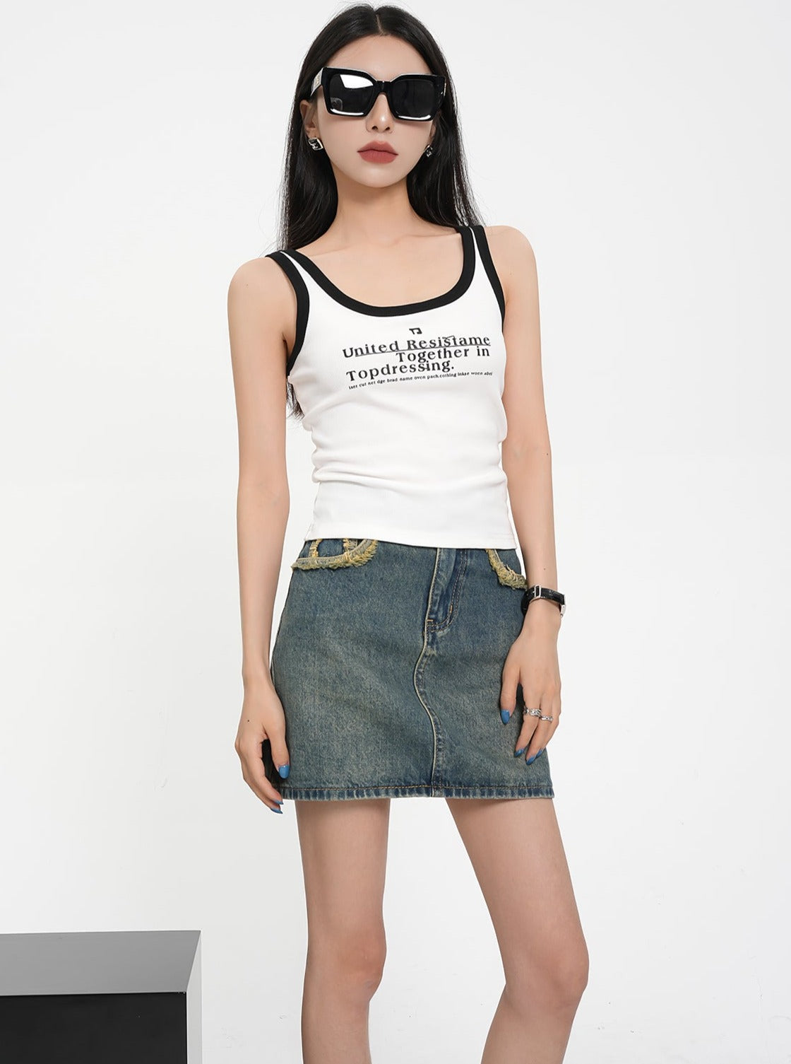 Stitching Monogram Crop Top