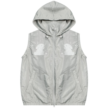 Rabbit Embroidery Hooded Cardigan