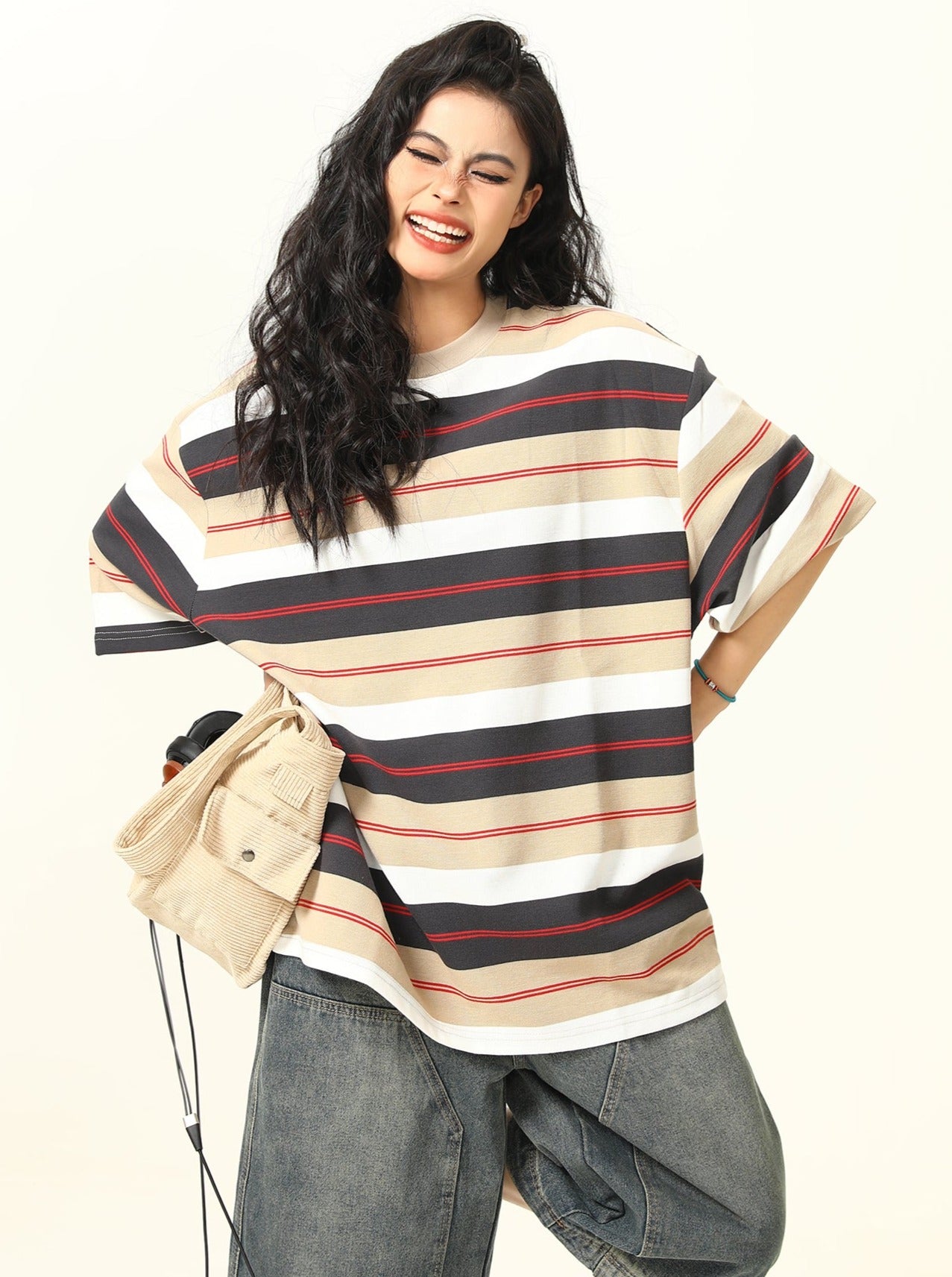 Retro Contrast Striped T-Shirt