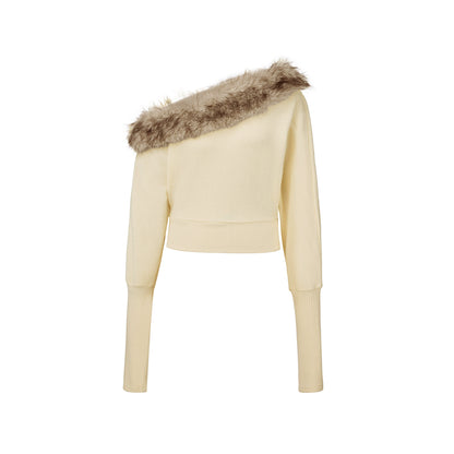 Detachable Fur Collar Sweatshirt