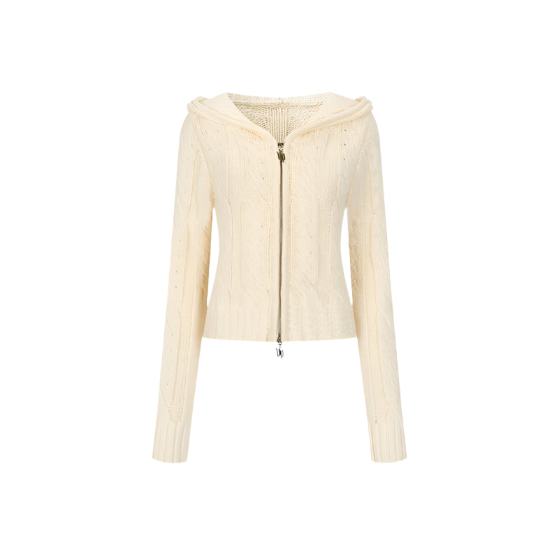 Twist Pattern Knit Sweater Jacket & Skirt Set-Up