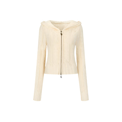 Twist Pattern Knit Sweater Jacket & Skirt Set-Up