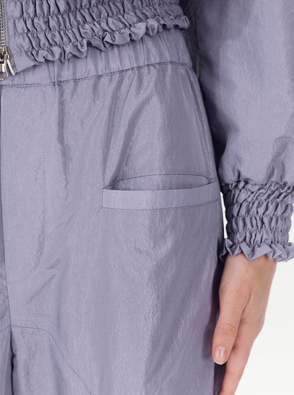 Cut-out loose-leaf stitching wide-leg pants