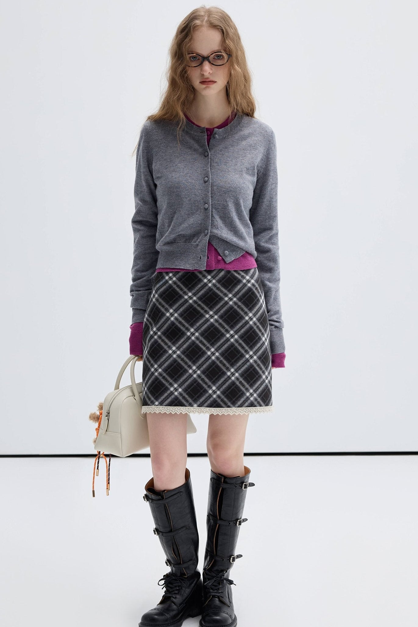 [100% of sheep's wool] VEGA CHANG Grey Knitwear Women's Pre-Fall 2024 New Simple Commuter Top