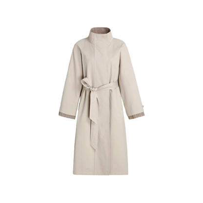 Special Split Plaid Trench Coat