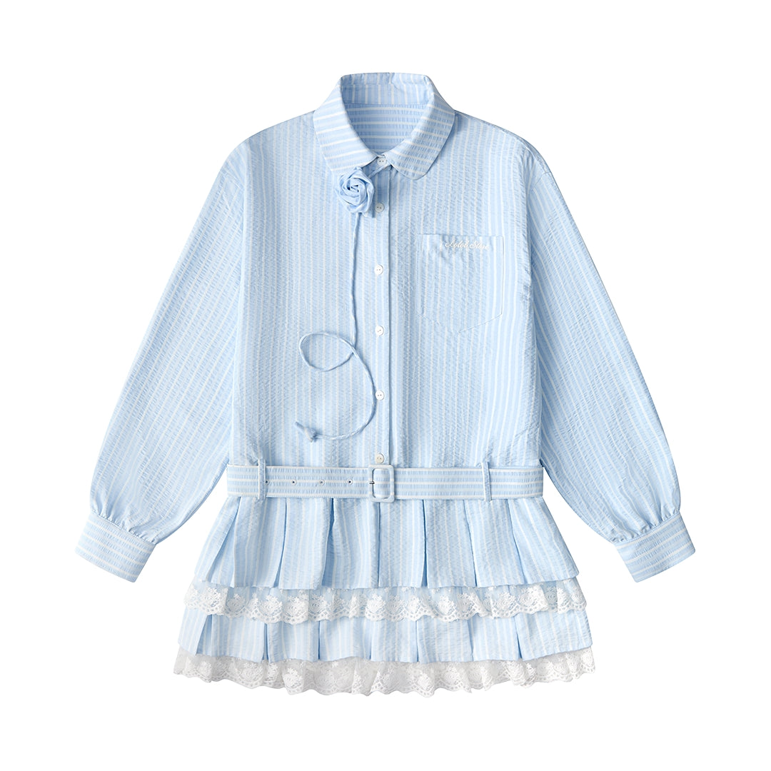 Floral Lace Pleated Dress