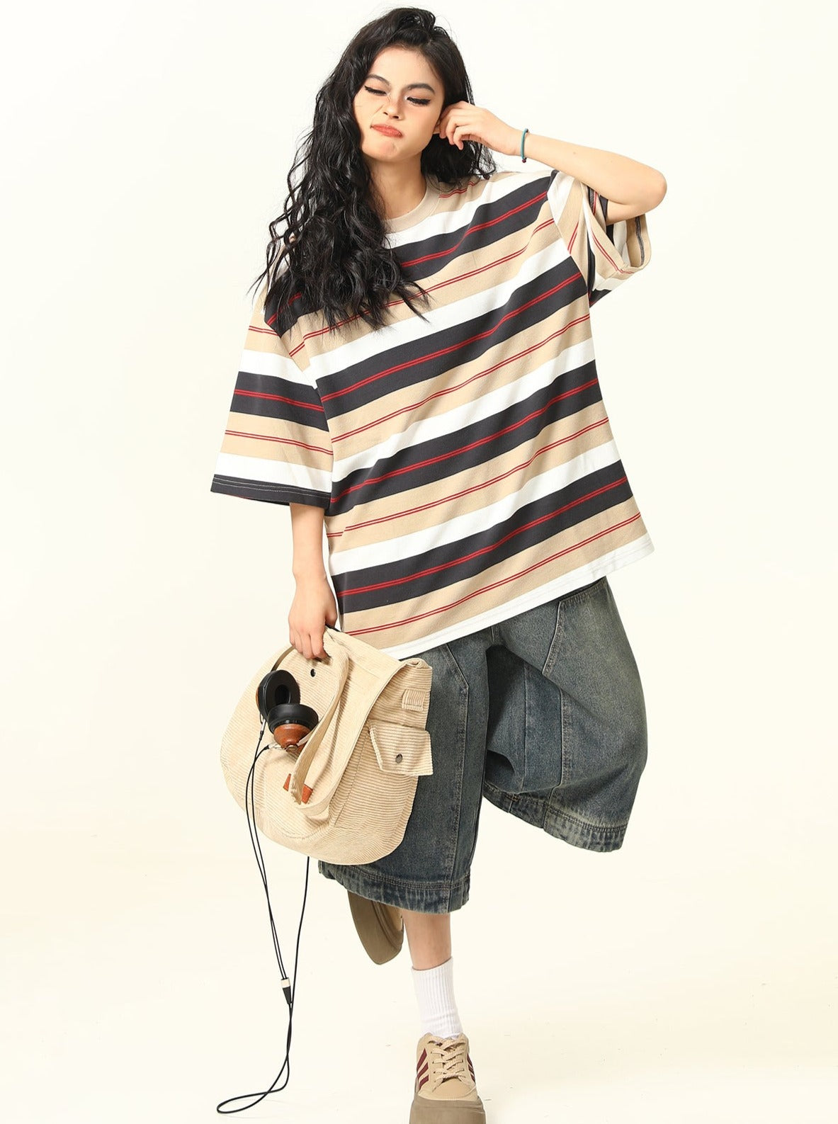 Retro Contrast Striped T-Shirt