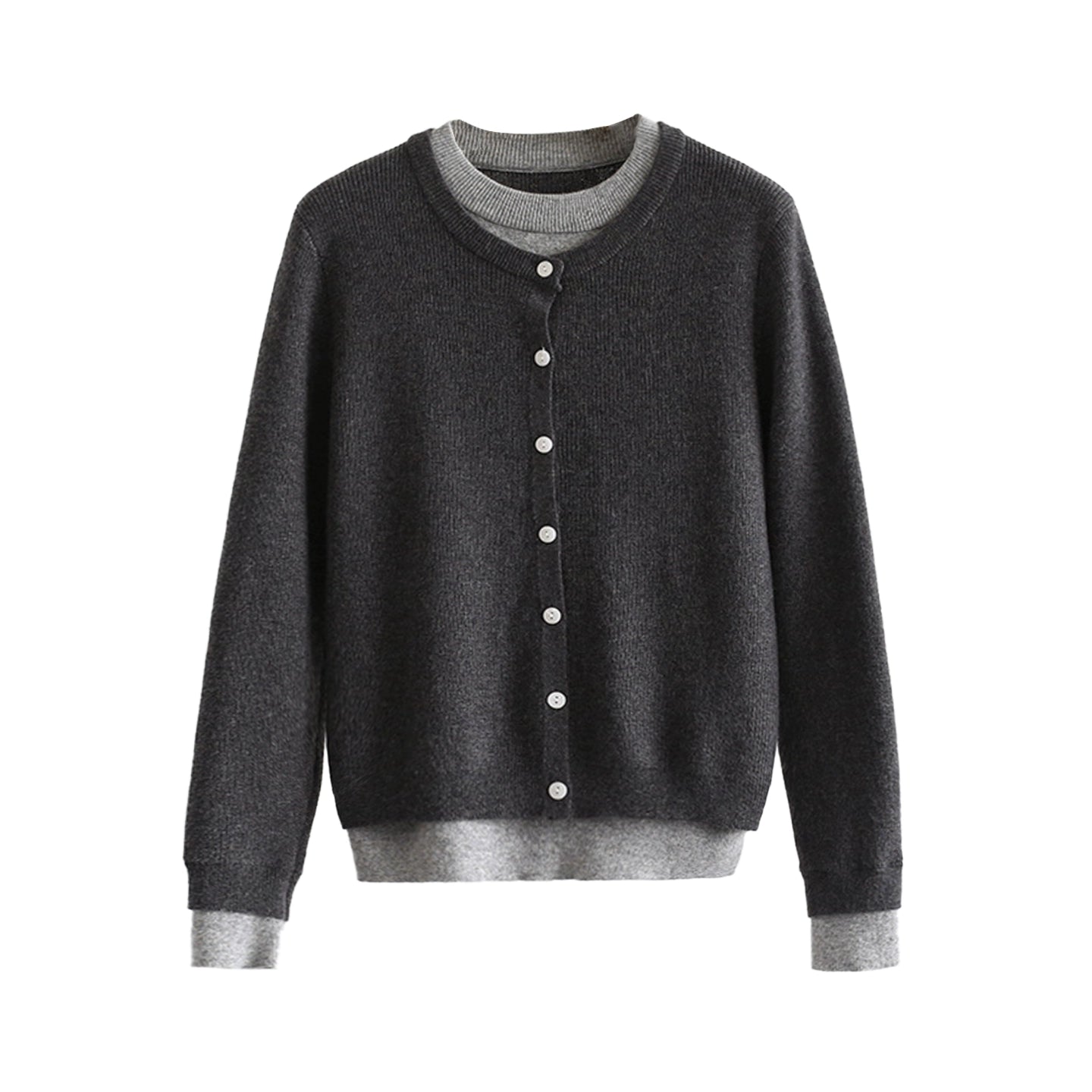 Color-Blocked Knit Fake Two Sweater