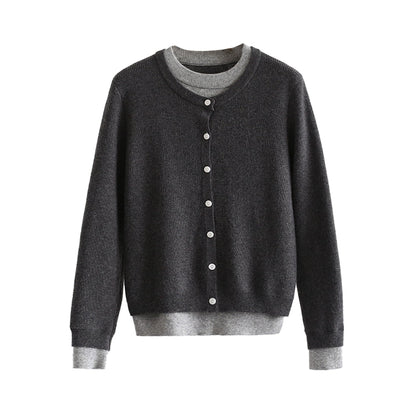 Color-Blocked Knit Fake Two Sweater