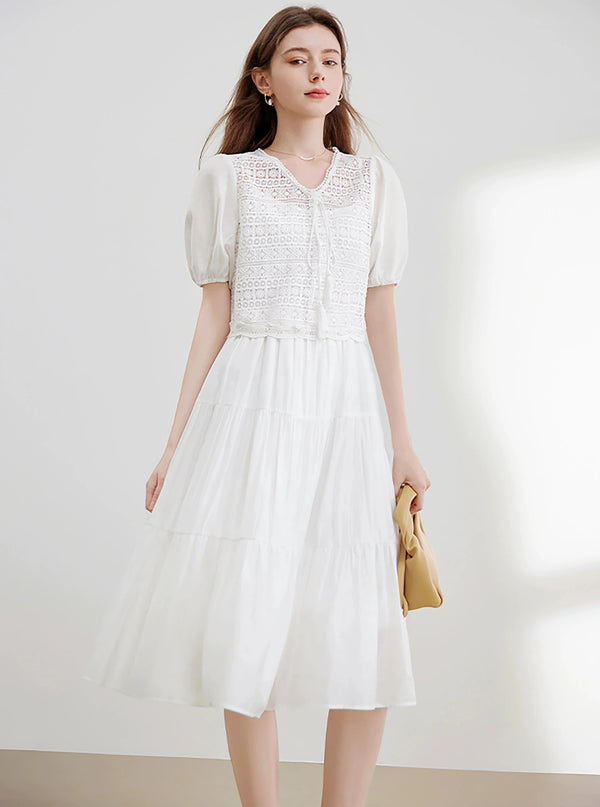 Cutout Little White Dress