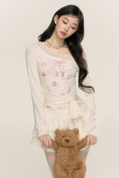 Sweetheart Lace Long-Sleeve T-Shirt