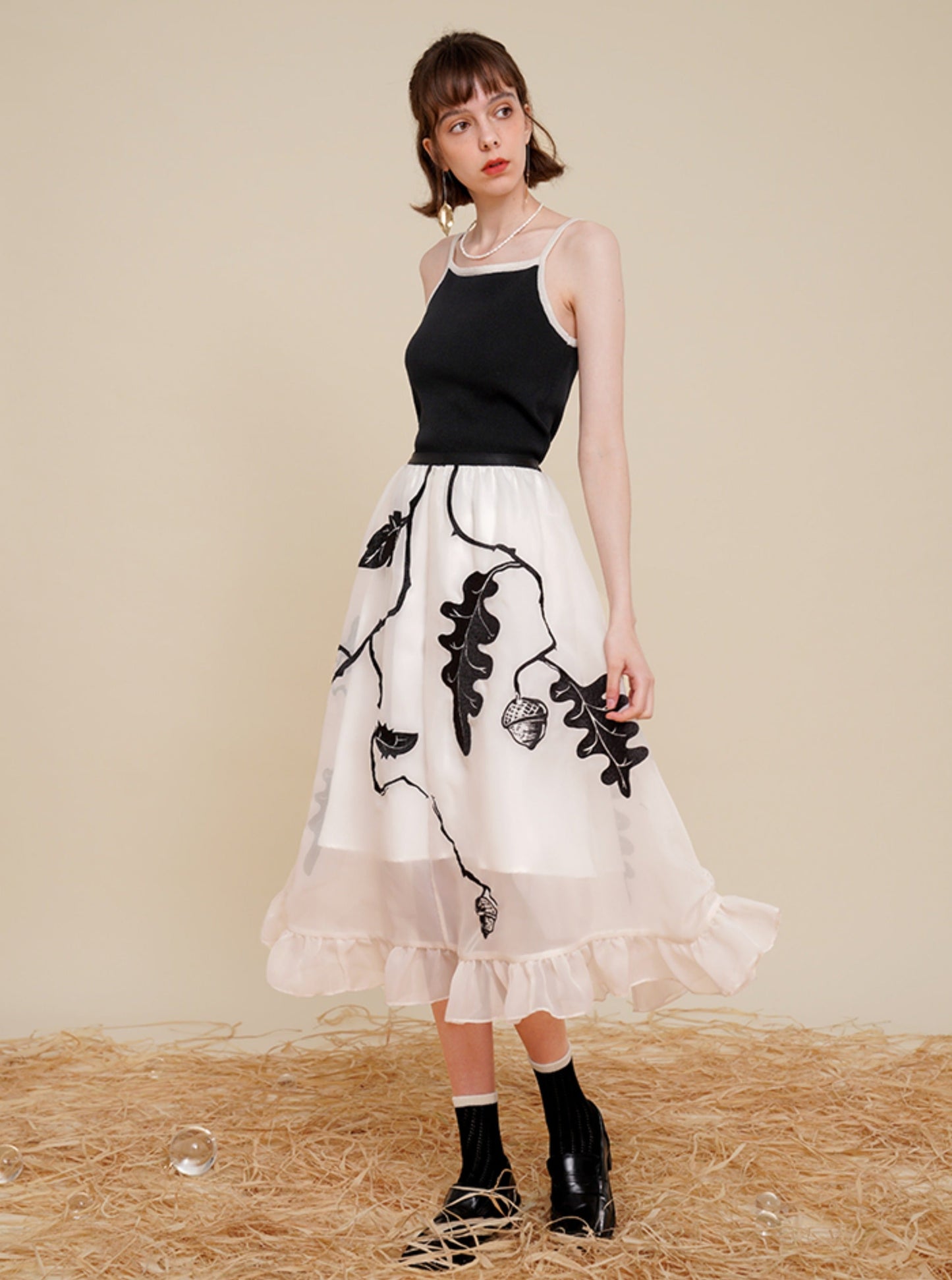 Embroidery Large Swing Gauze Skirt