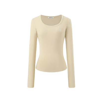 Slimming U-Neck Long-Sleeved T-Shirt