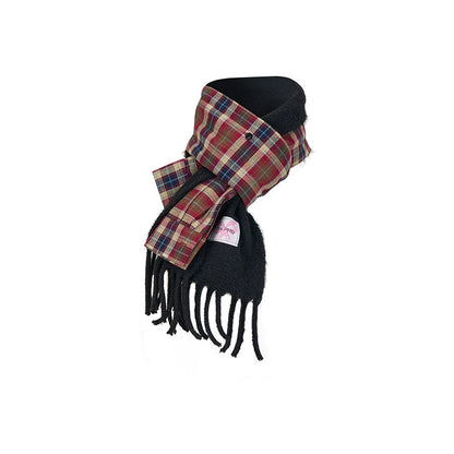 Detachable Check Wool Scarf