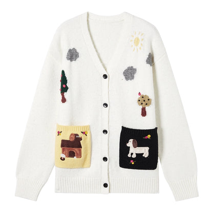 Jacquard V-Neck Cardigan Sweater