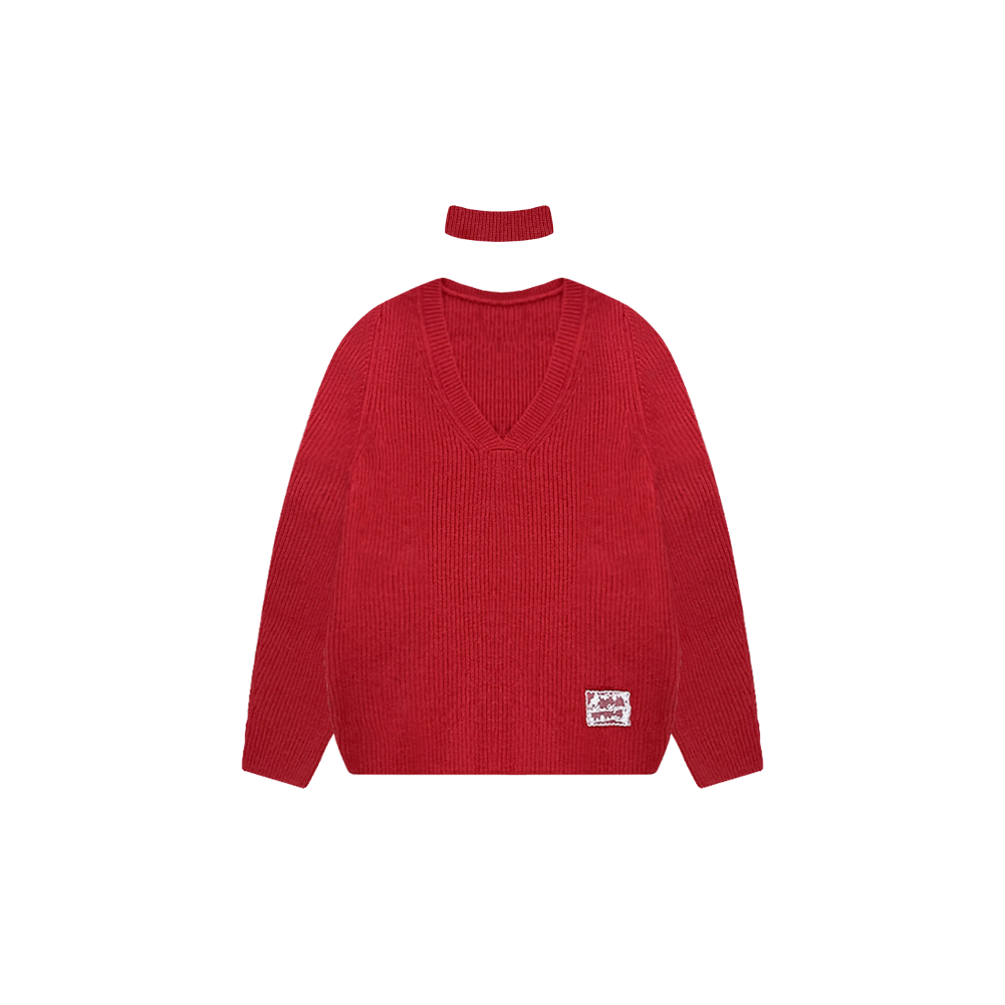 Asgony Red Retro Knit Sweater