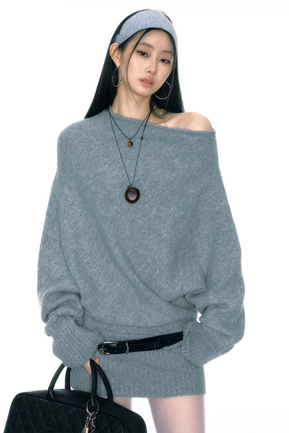 [Curriges September 26th New Arrival] Autumn and Winter New Hot Girl Sexy Loose Lazy Temperament Slanted Shoulder Sweater