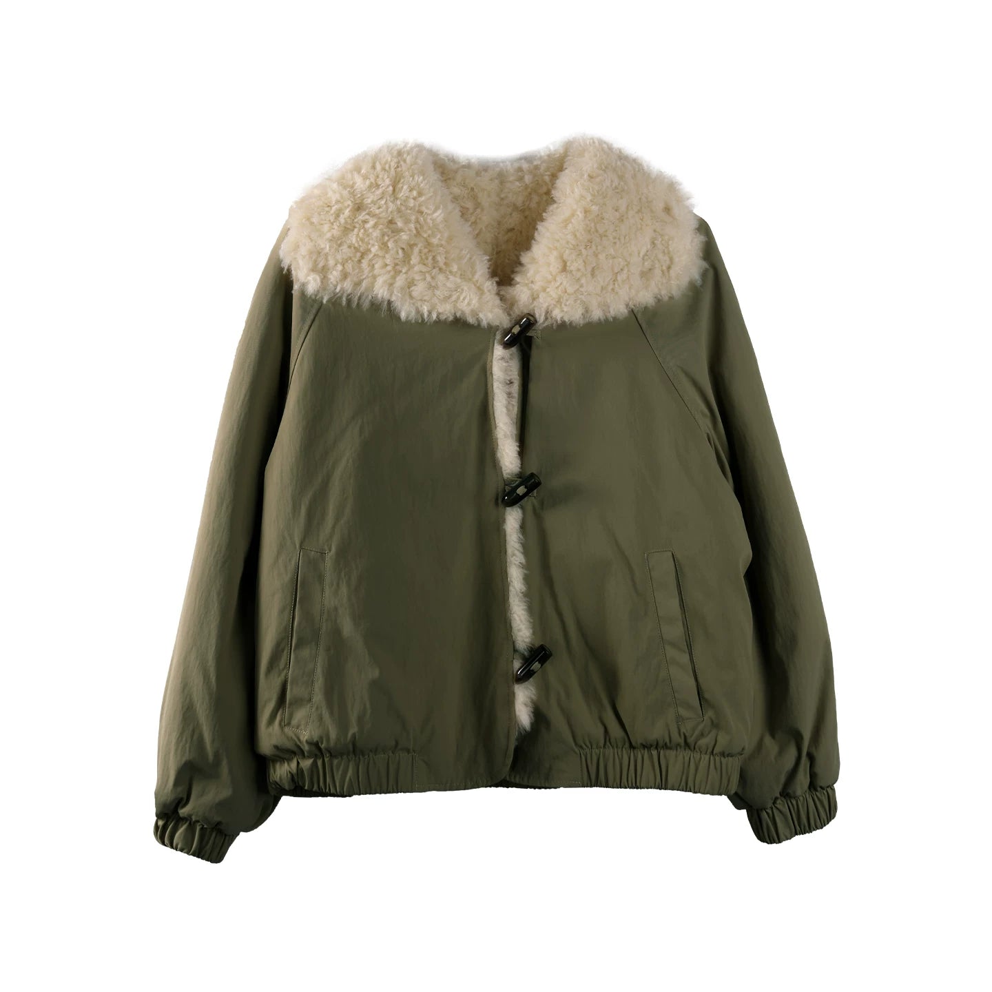 Toggle Button Fur Collar Parka Jacket