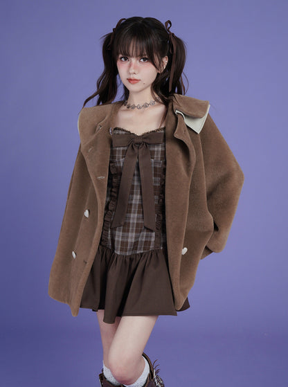 fighting spirit brown plaid bow dress