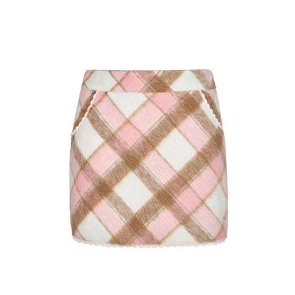 checked woolen skirt