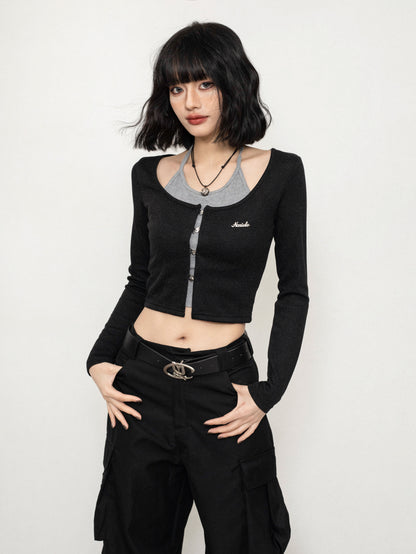 Long Sleeve Halterneck Top