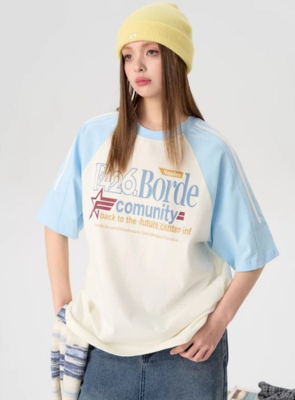Loose Star Typography Raglan Shirt