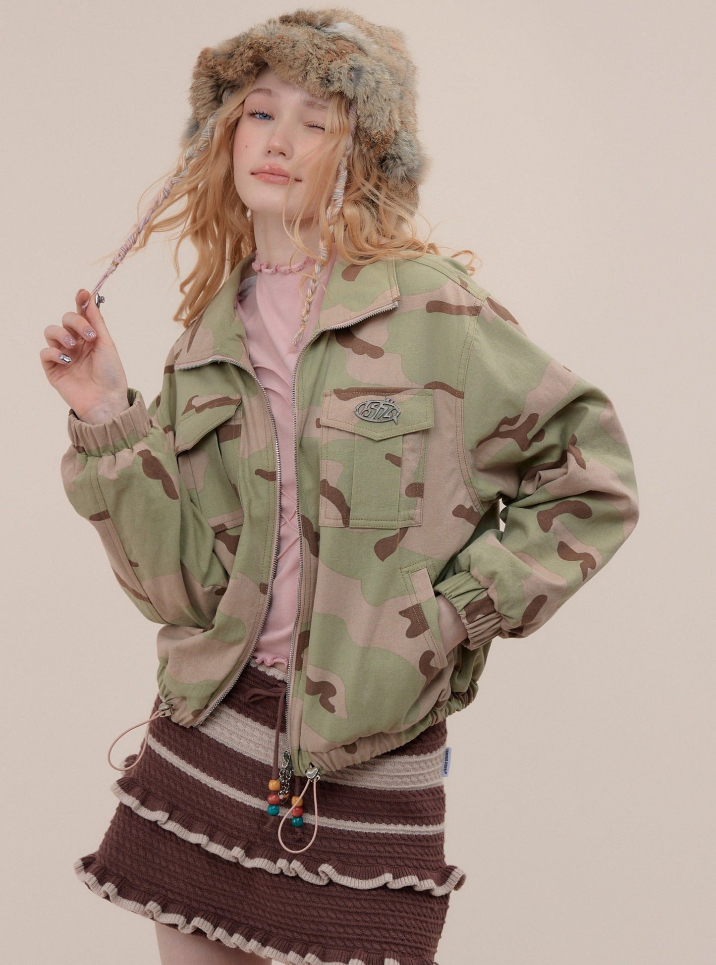 American retro green casual cargo jacket