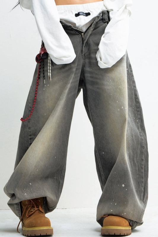 Grey Wide-Leg Unisex Machete Pants