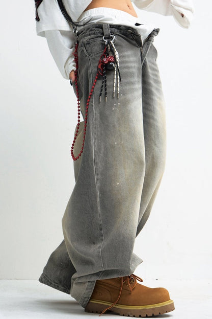 Grey Wide-Leg Unisex Machete Pants