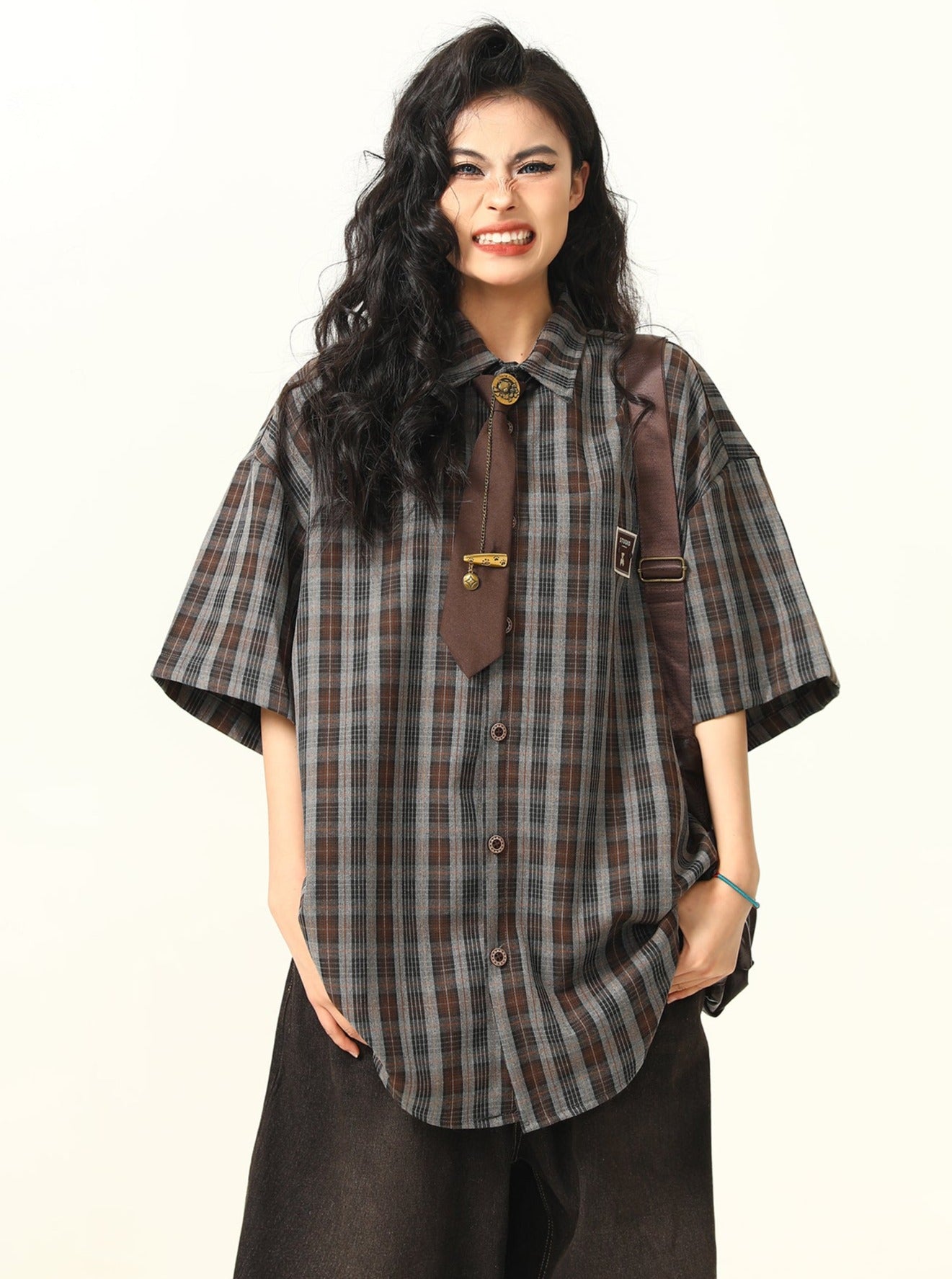 Retro Hong Kong Style Plaid Shirt